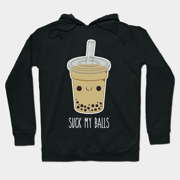 Suck My Balls - Silly Cartoon Boba Tea Hoodie by PK Halford